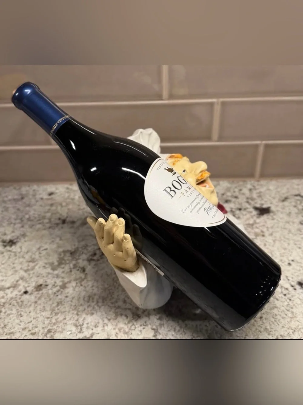 Vintage Chef Wine Bottle Holder Resin Italian Kitchen Bar Decor